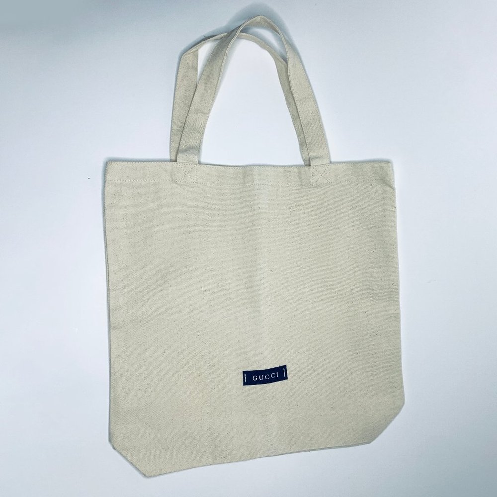 Tan Gucci dust bag style canvas tote bag